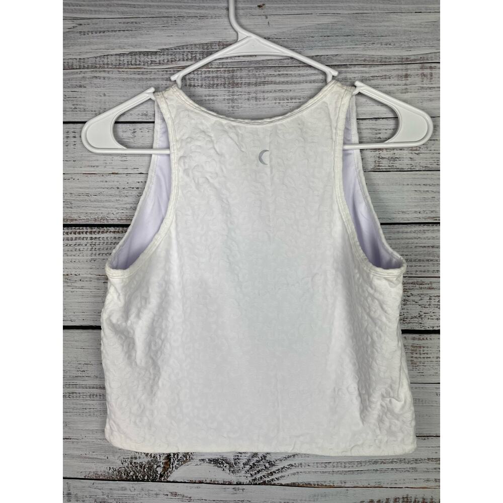 Zyia Active White Leopard Crop Tank Top XL NEW Textured Yoga Athletic Workout - Picture 8 of 8